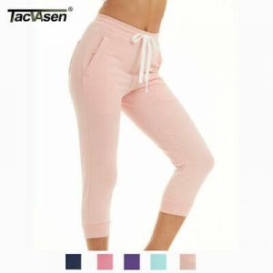Women&#039;s Running Capri Pants Training Yoga Gym Trousers Elstic Drawstring Shorts